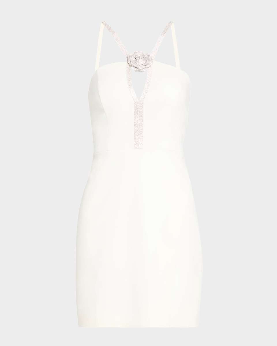 Amara Rhinestone-Trim Halter Mini Dress